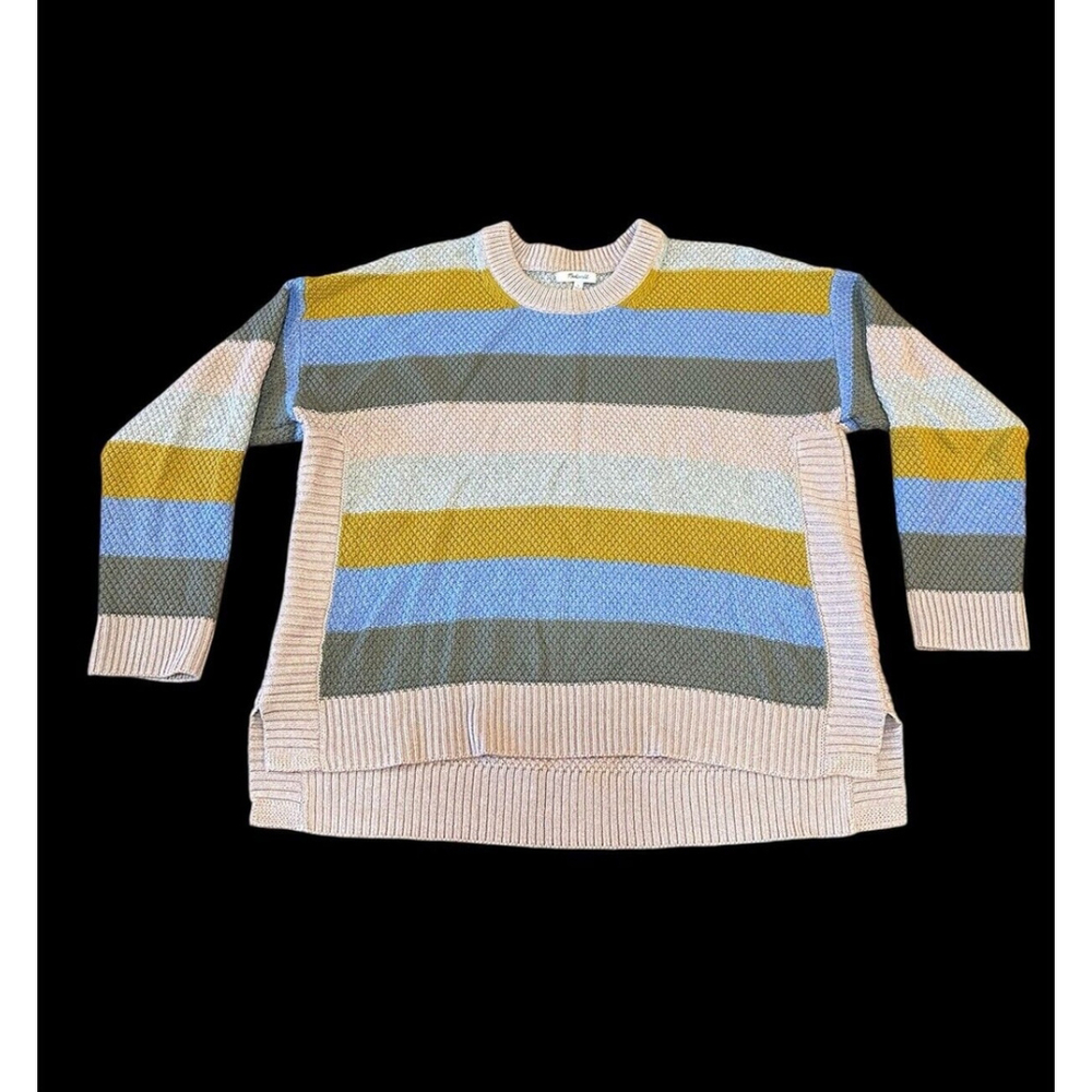 Madewell Striped Color Block Cotton Blend Sweater Large
